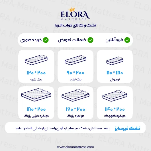 تشک پددار الورا مدل کینگ 10 سال ضمانت