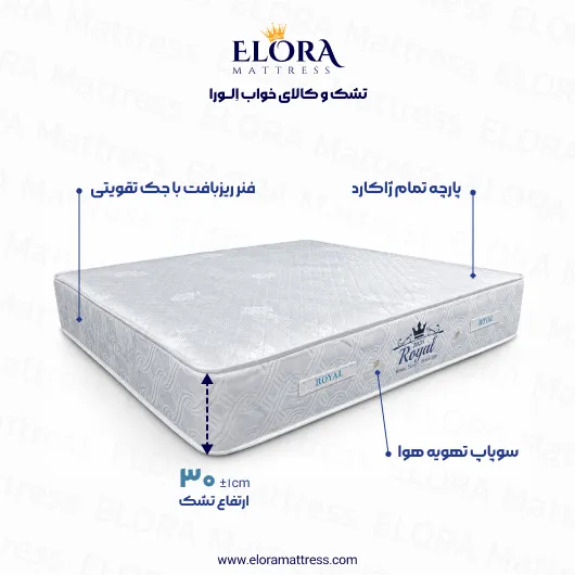 تشک طبی فنری رویال 10 سال قطر 30